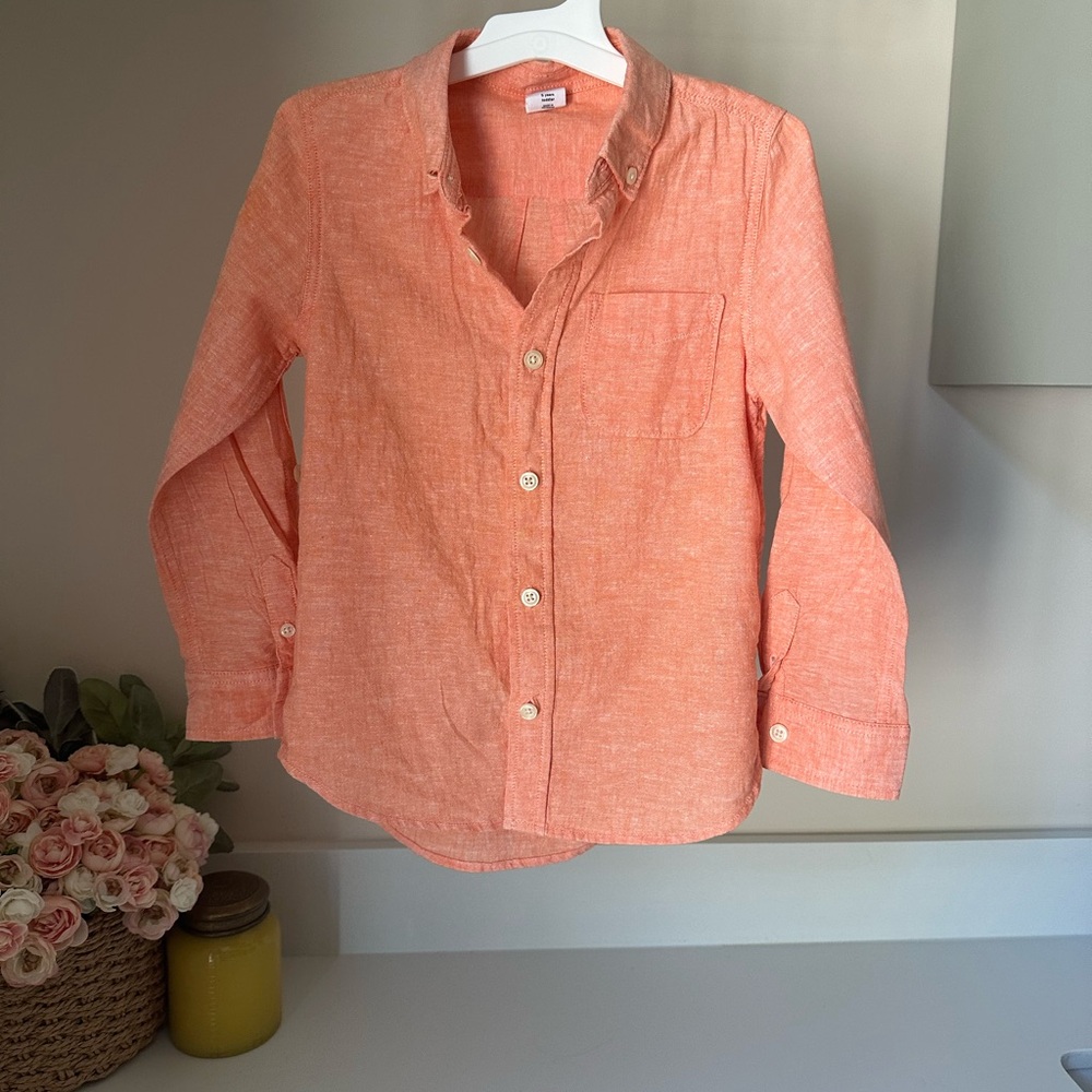 Baby Gap 5T Orange Button-down Linen Shirt
